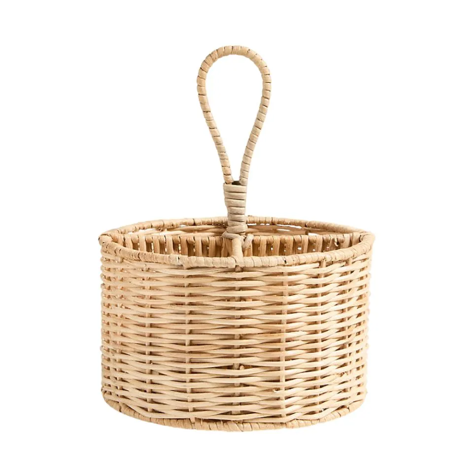 Rattan Round Flatware Caddy Private Label