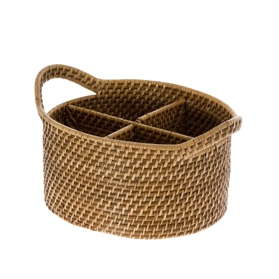 Rattan Round Flatware Caddy Low Moq
