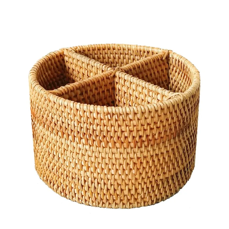 Rattan Round Flatware Caddy Short Lead Time