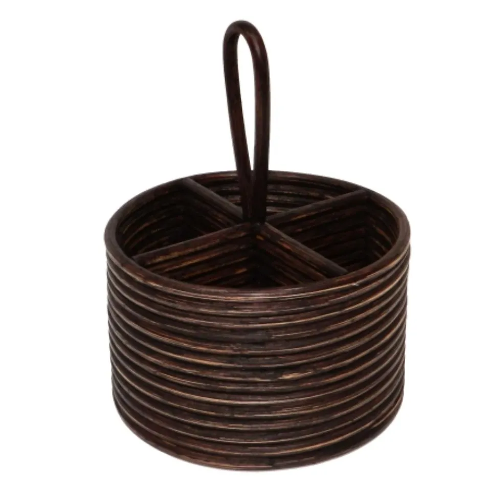 Rattan Round Flatware Caddy Handicraft