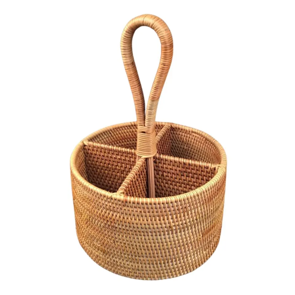 Rattan Round Flatware Caddy Hight Quality