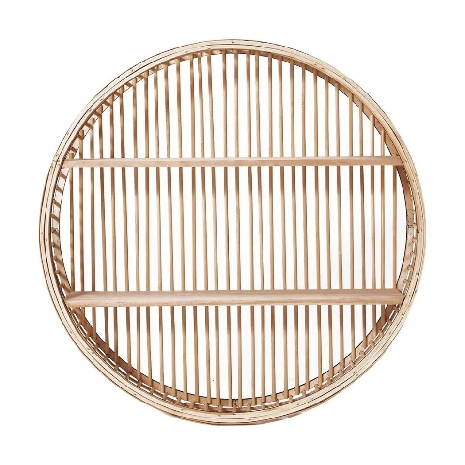 Rattan Round Wall Shelf Private Label