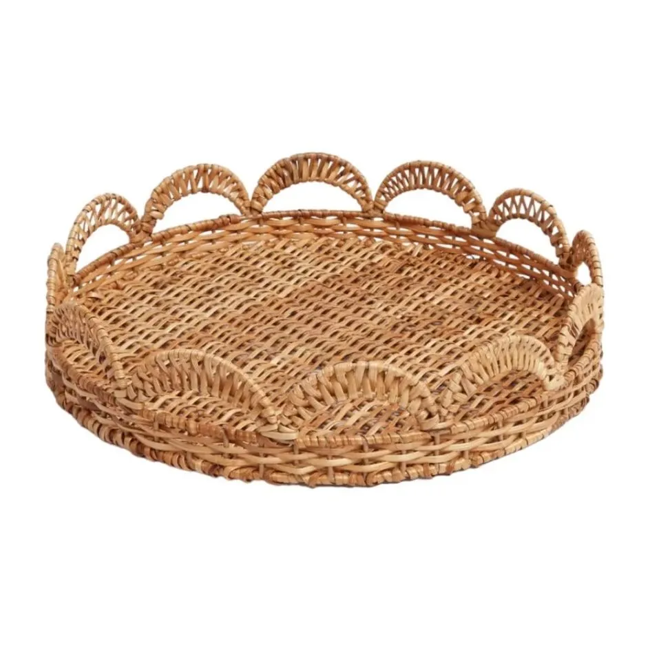 Rattan Scalloped Tray OEM