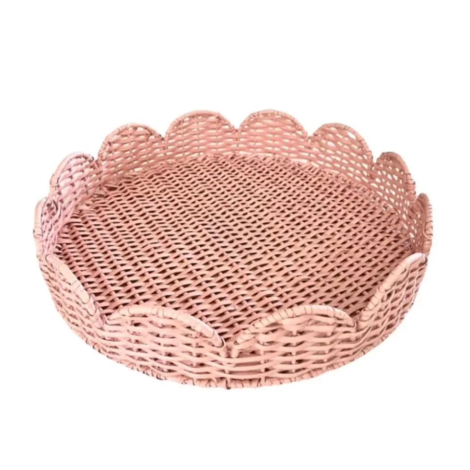 Rattan Scalloped Tray Low Moq