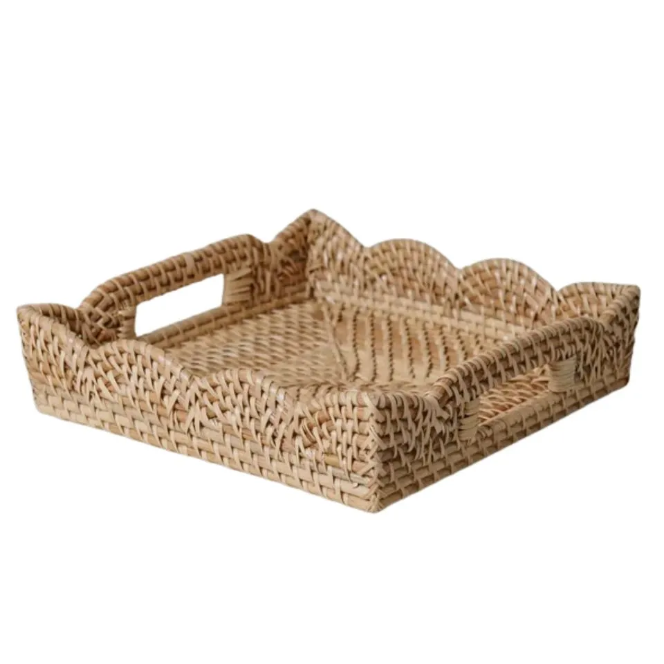 Rattan Scalloped Tray Short Lead Time