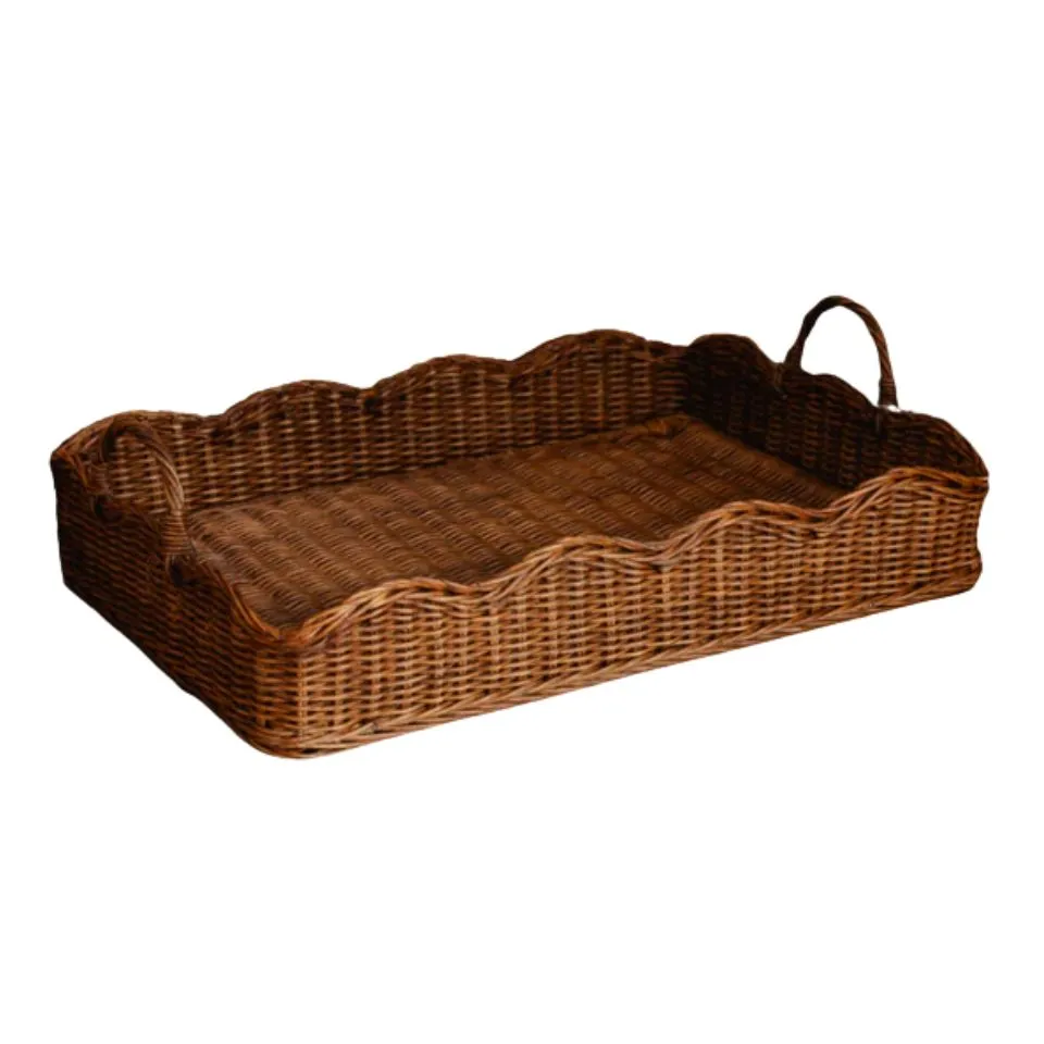 Rattan Scalloped Tray Handicraft