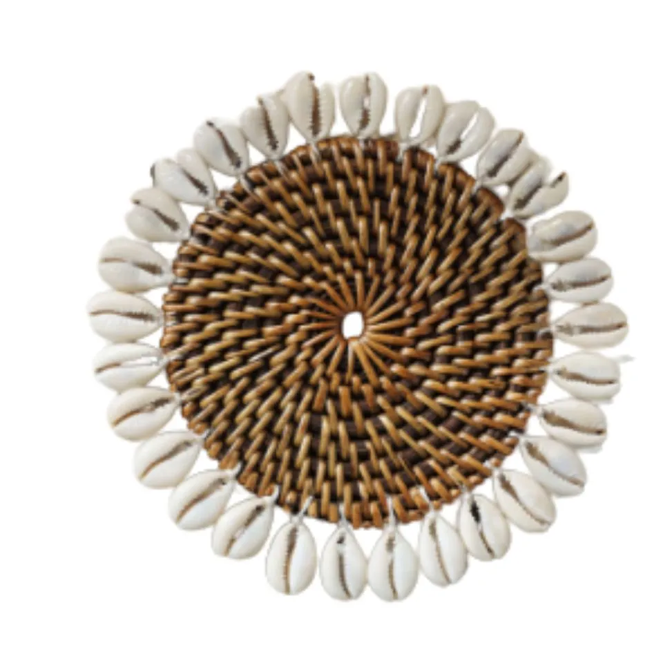Rattan Cowries Shell Coasters Vietnam