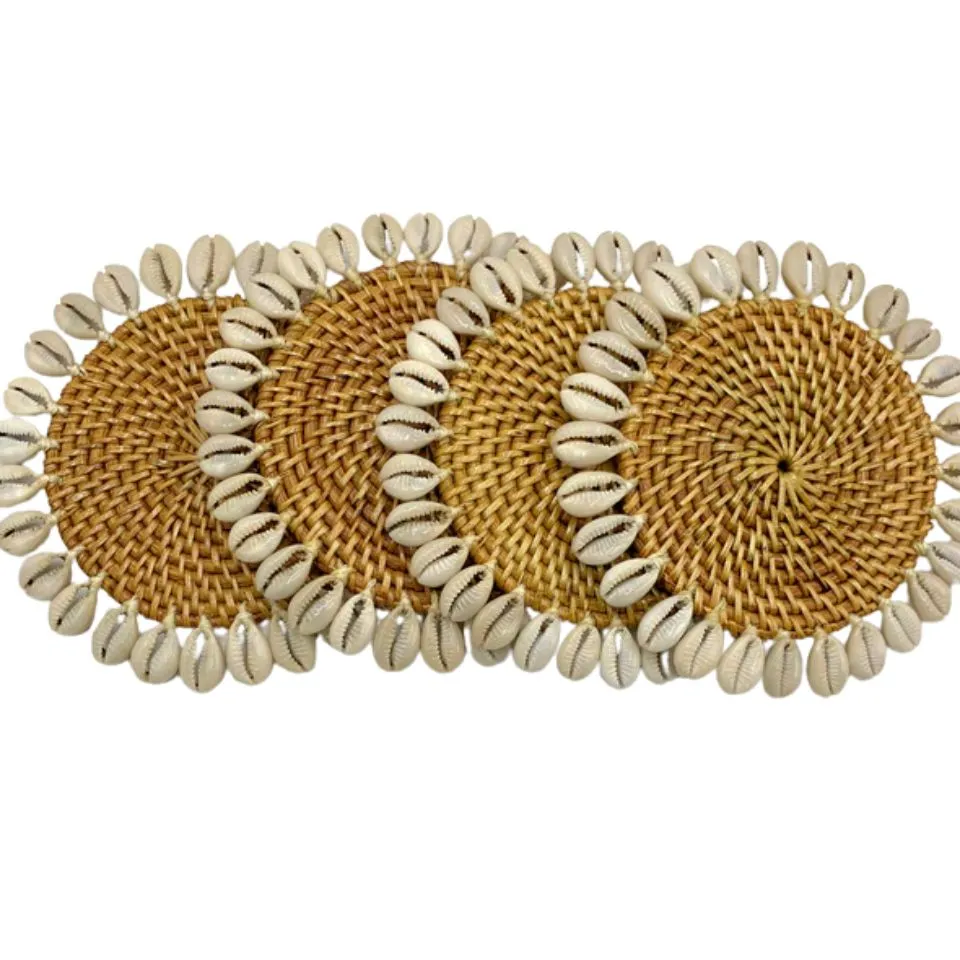 Rattan Cowries Shell Coasters Manufacturer