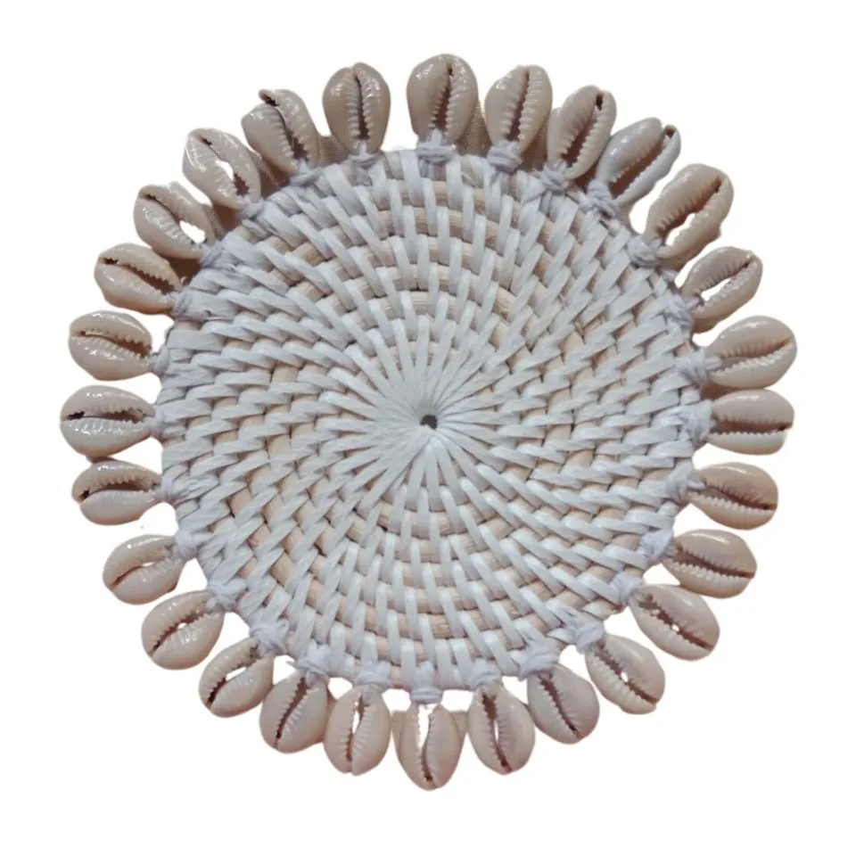 Rattan Cowries Shell Coasters Low Moq