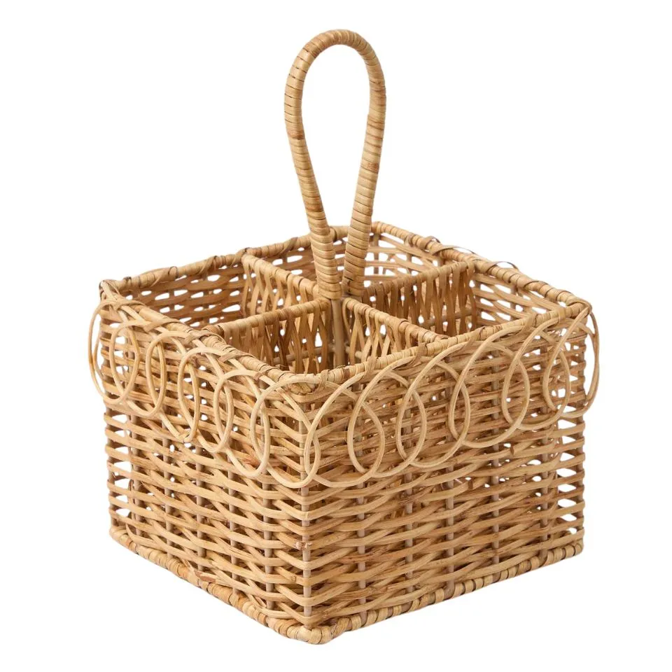 Rattan Square Flatware Caddy Private Label