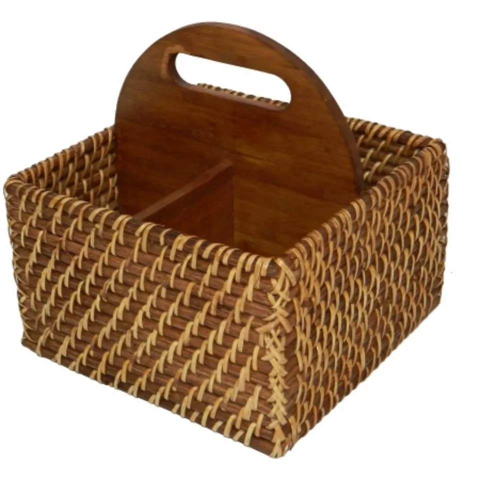 Rattan Square Flatware Caddy Low Moq