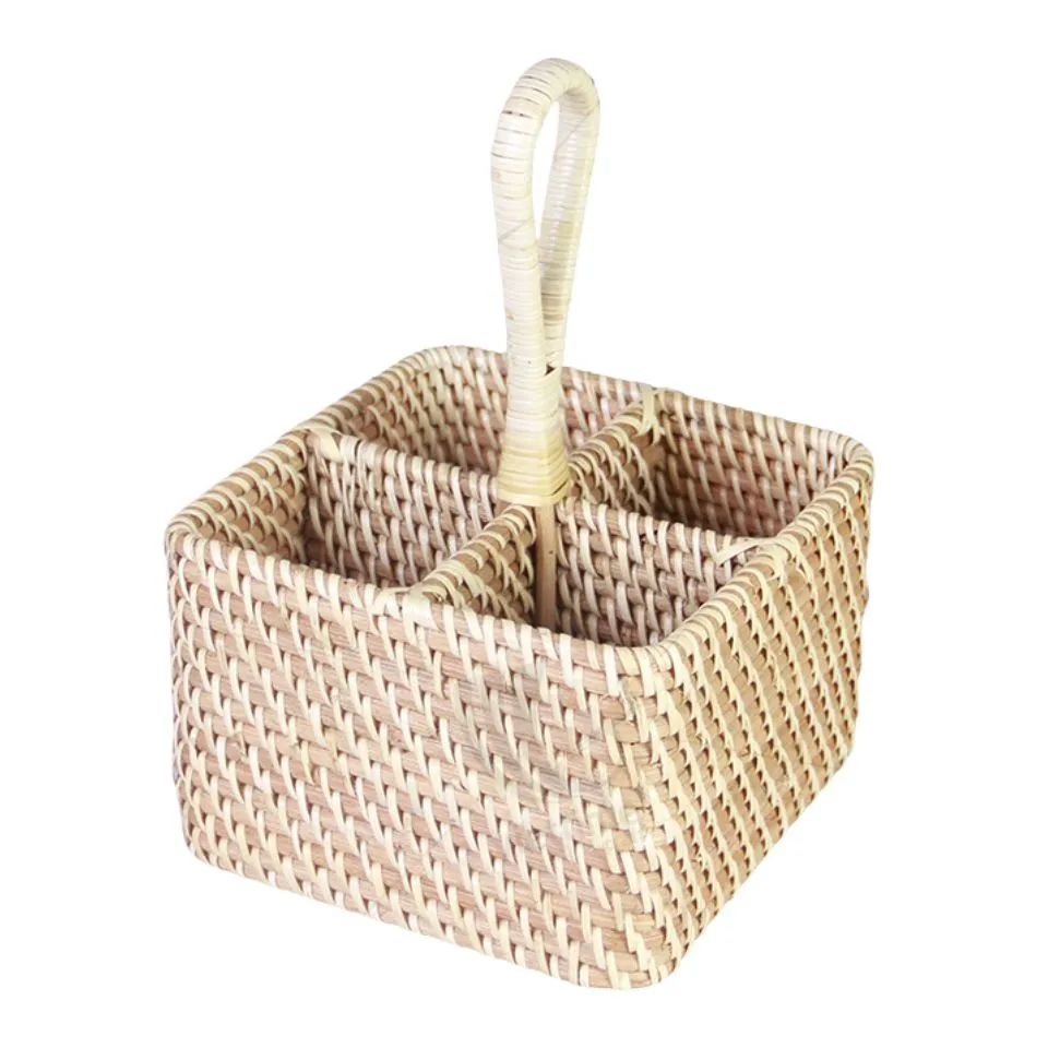 Rattan Square Flatware Caddy Custom