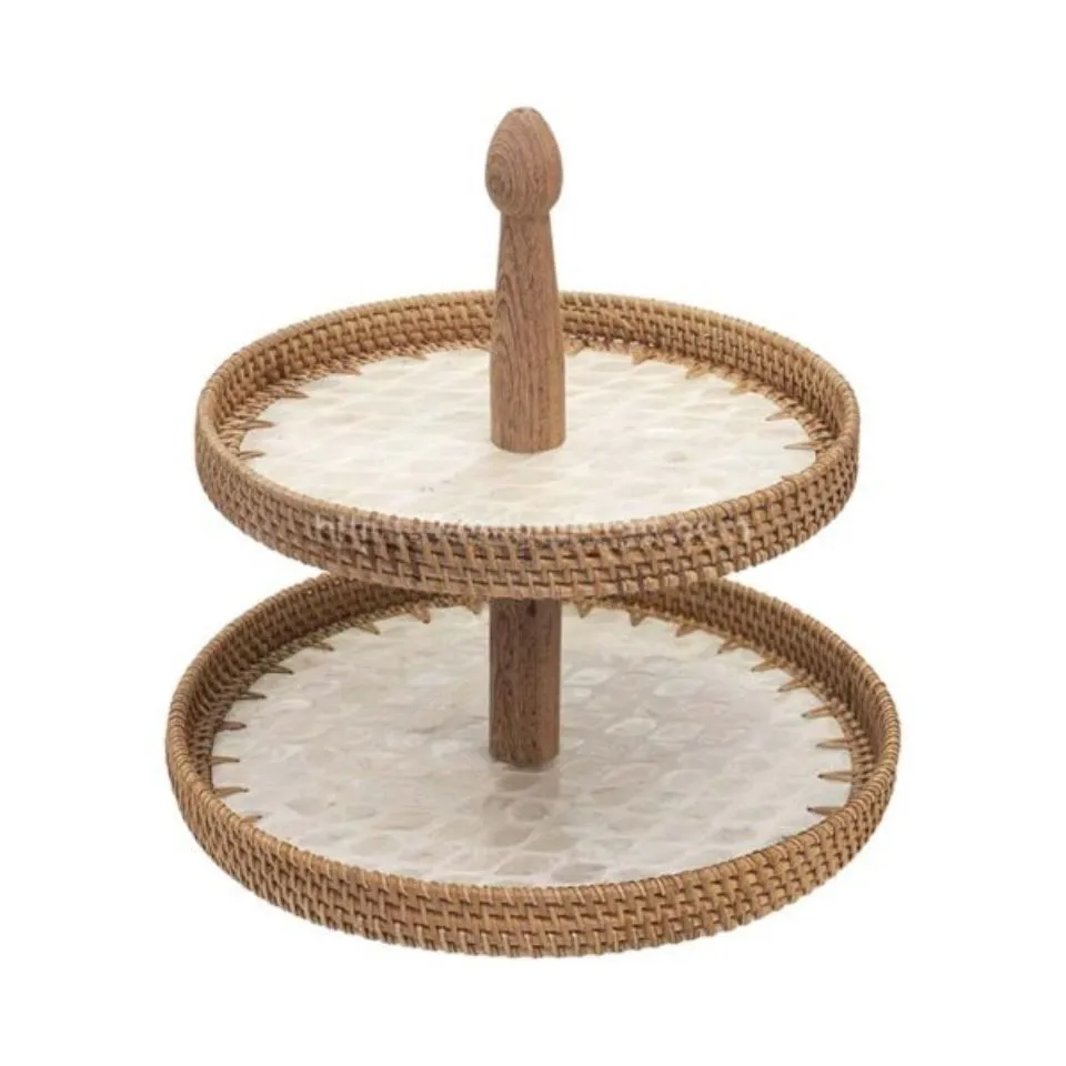 Rattan Tiered Tray Handicraft