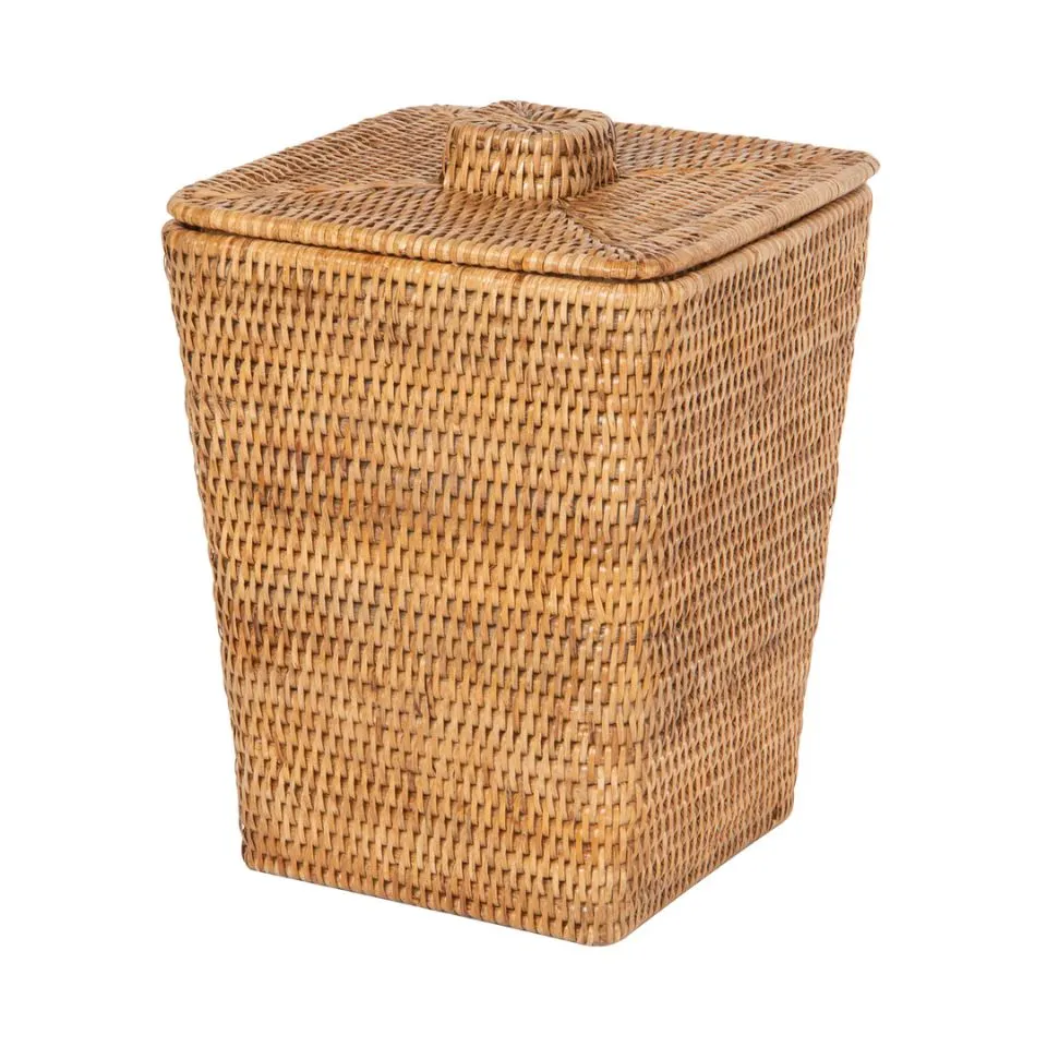 Rattan Trash Basket With Lid Hight Quality