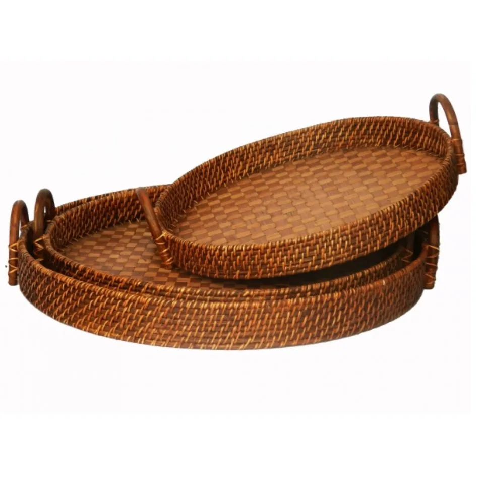Rattan Tray With Bamboo Bottom Low Moq