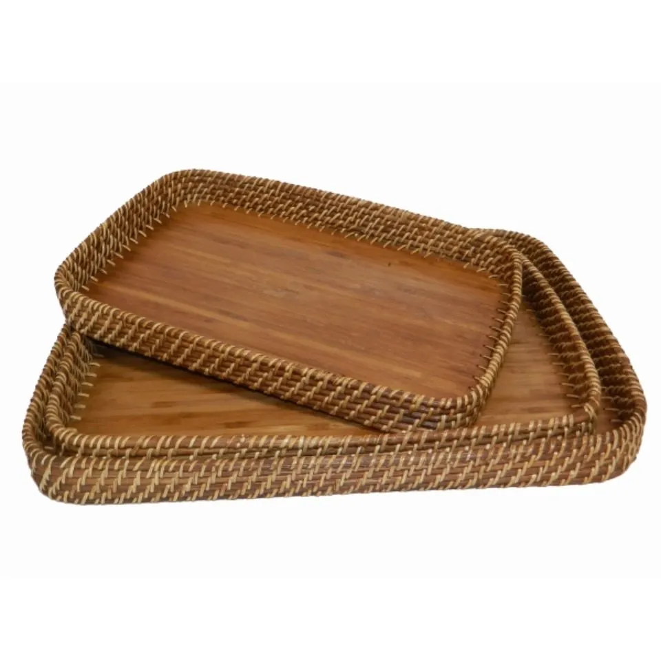 Rattan Tray With Bamboo Bottom Custom