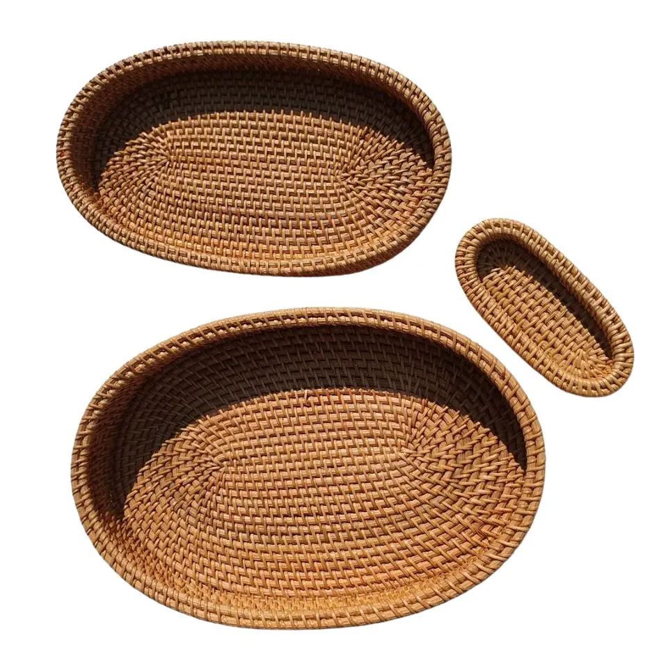 Rattan Woven Tray Set Of 3 Short Lead Time