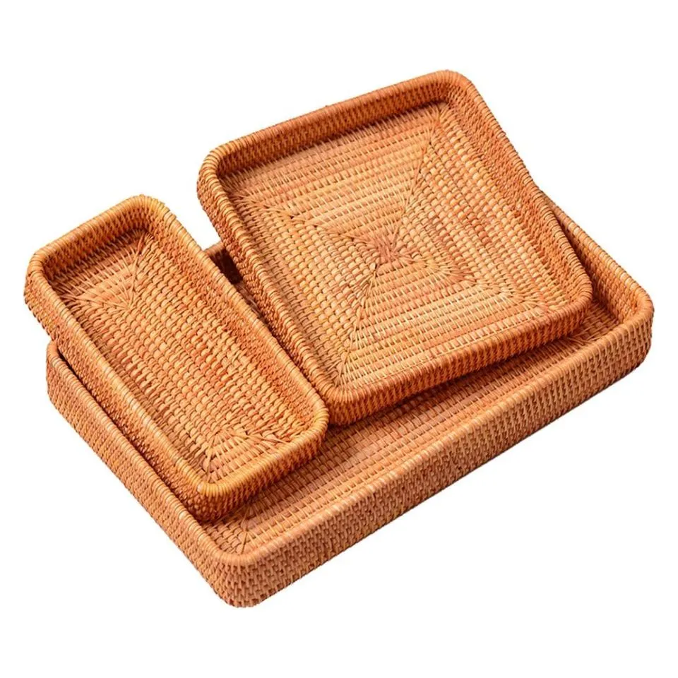 Rattan Woven Tray Set Of 3 Custom