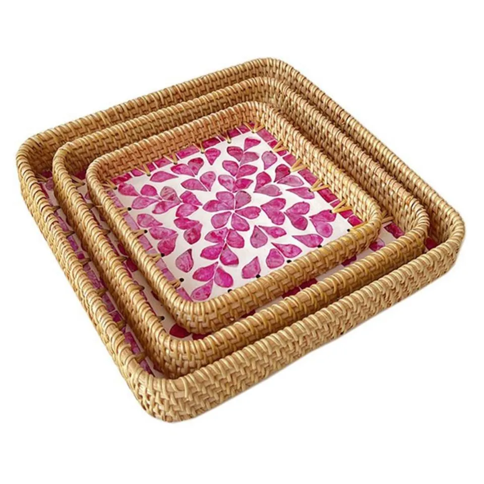 Rattan Woven Tray Set Of 3 Manufacturer