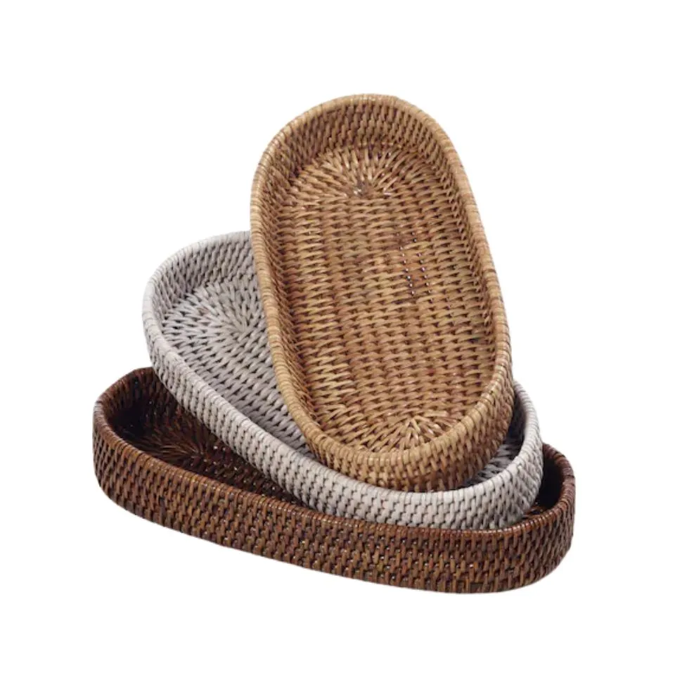 Rattan Woven Tray Set Of 3 Handicraft