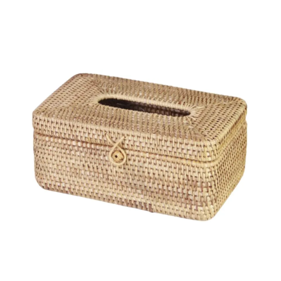 Rectangle Rattan Tissue Napkin Box Custom
