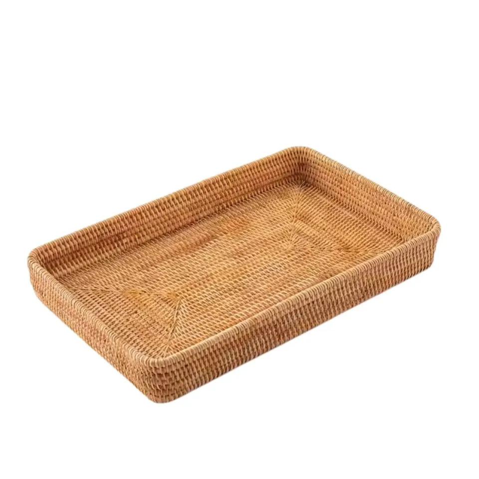 Rectangular Rattan Bread Basket Handicraft