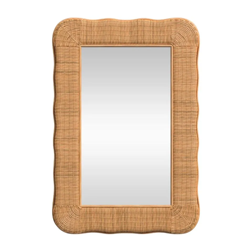 Rectangular Rattan Mirror Private Label