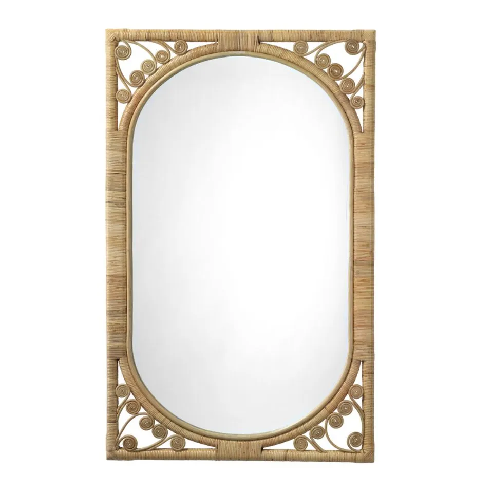 Rectangular Rattan Mirror Handicraft