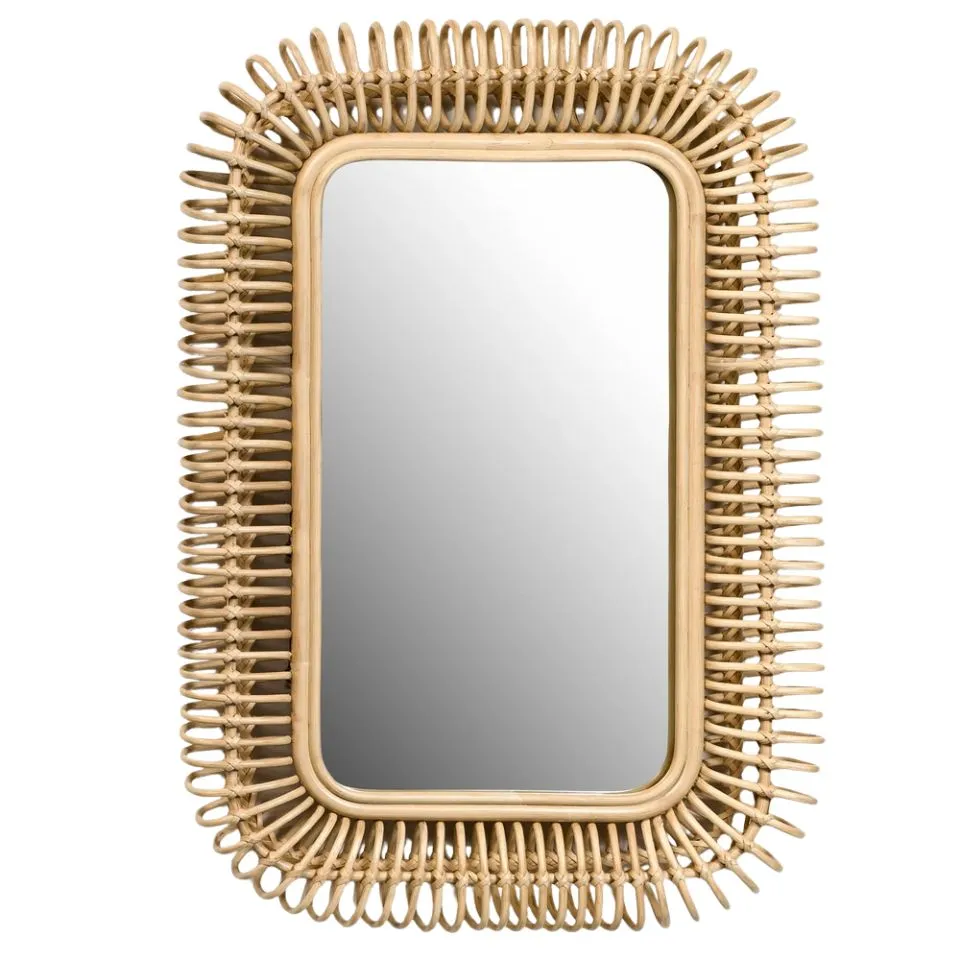 Rectangular Rattan Mirror Fob
