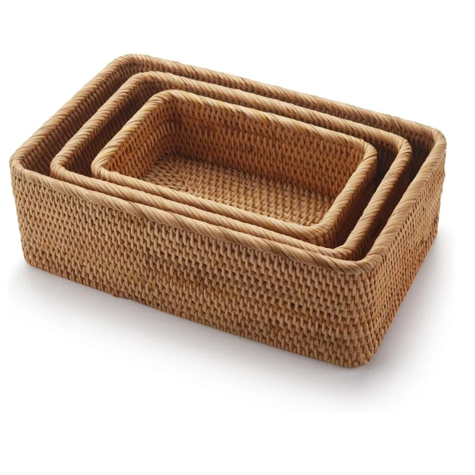 Rectangular Rattan Storage Boxes Low Moq