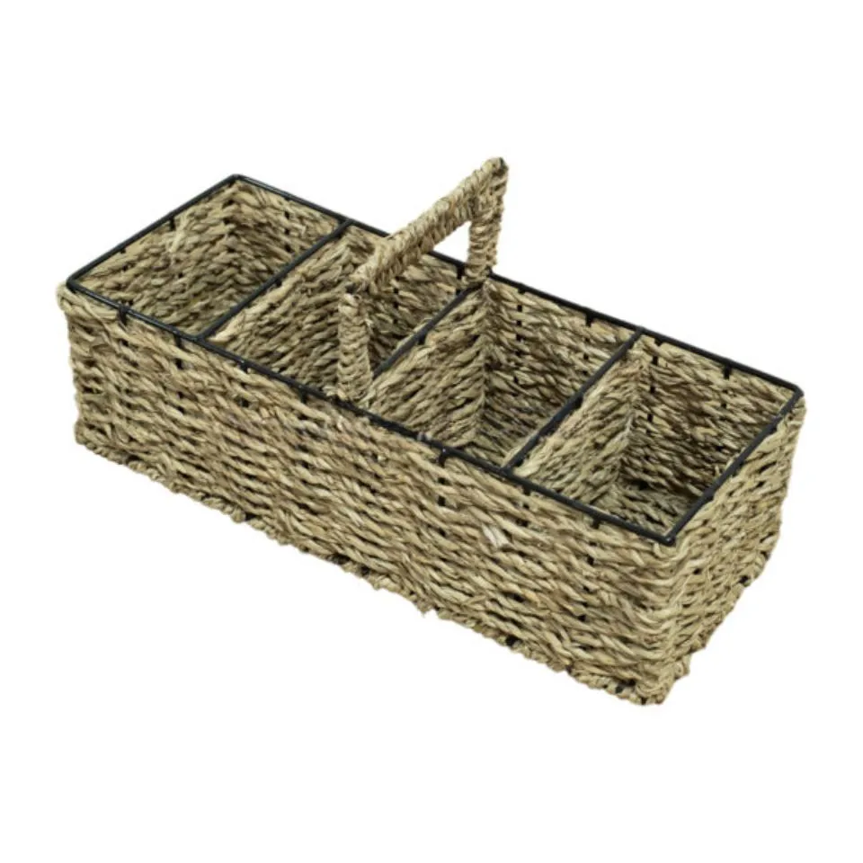 Rectangular Seagrass Flatware Caddy Private Label