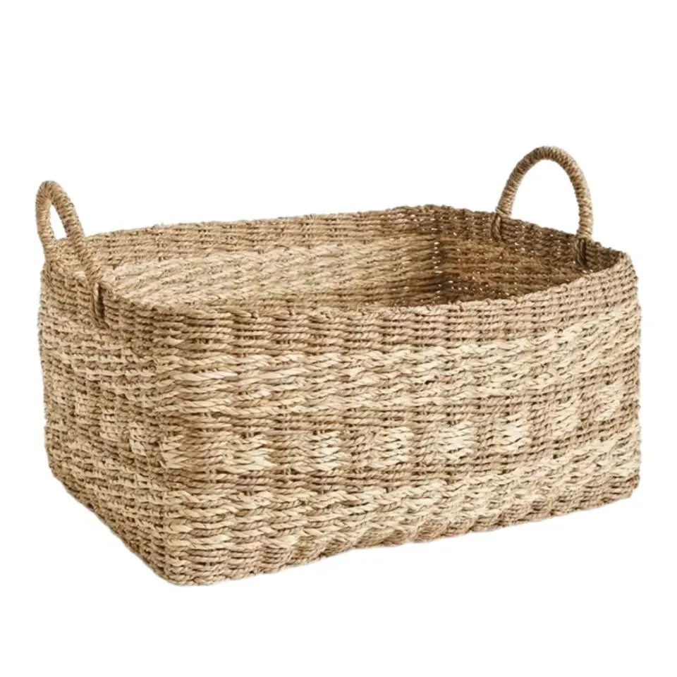 Rectangular Seagrass Storage Basket Custom