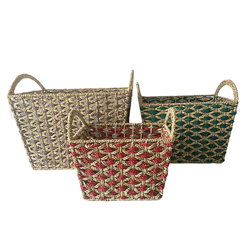 Rectangular Seagrass Storage Basket Set Manufacturer