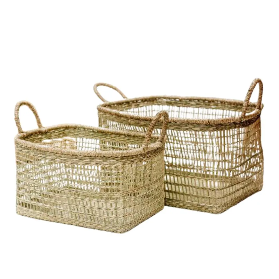 Rectangular Seagrass Storage Basket Handicraft