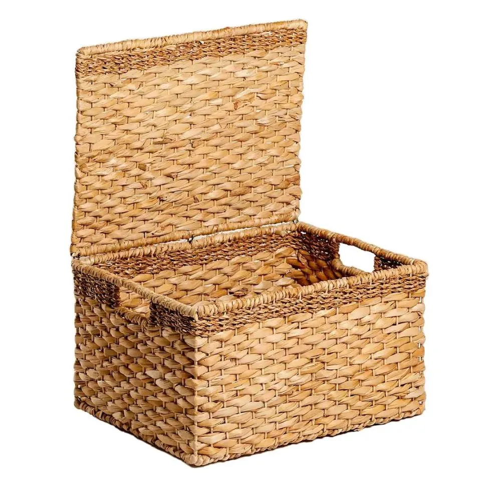 Rectangular Water Hyacinth Storage Basket OEM