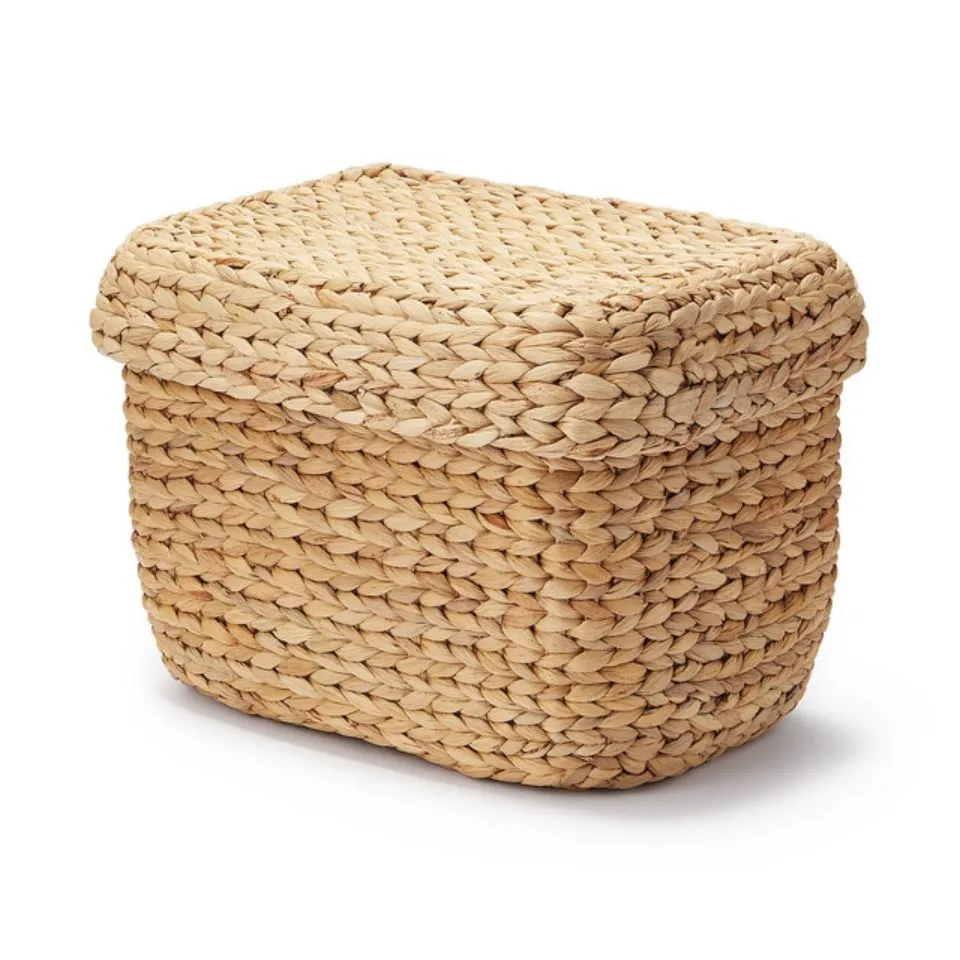 Rectangular Water Hyacinth Storage Basket Private Label