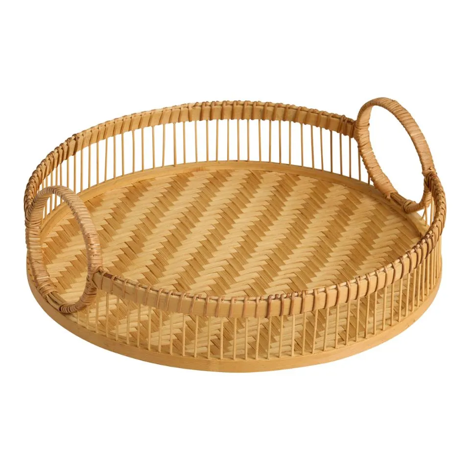 Round Bamboo Serving Tray Handicraft
