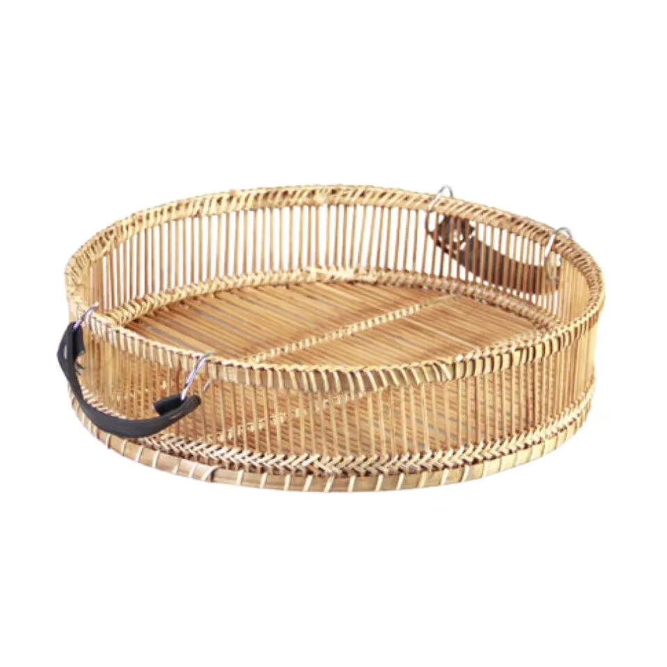 Round Bamboo Serving Tray with handles OEM