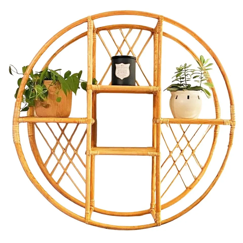 Round Bamboo Wall Shelf Handicraft