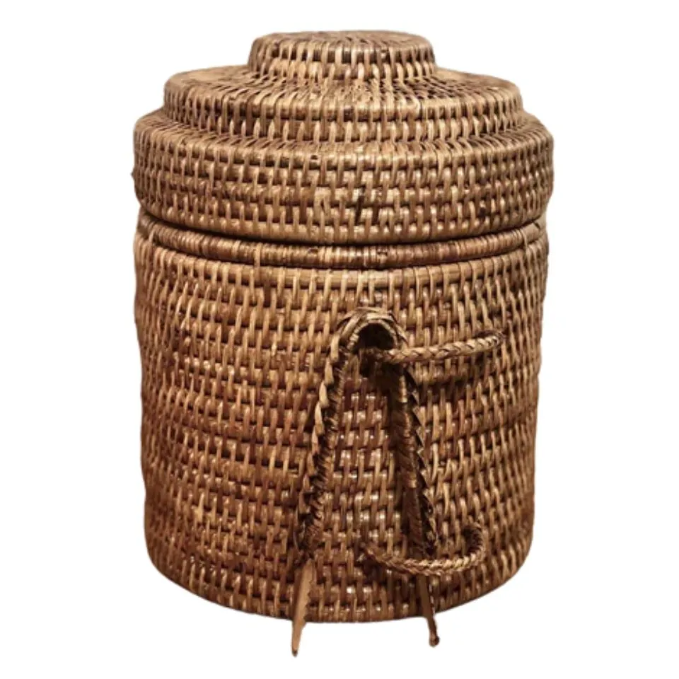 Round Rattan Ice Bucket With Tongs Vietnam
