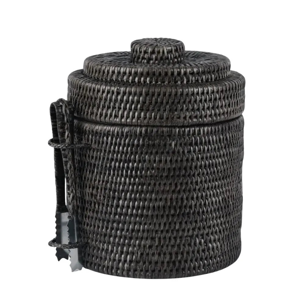 Round Rattan Ice Bucket With Tongs Manufacturer