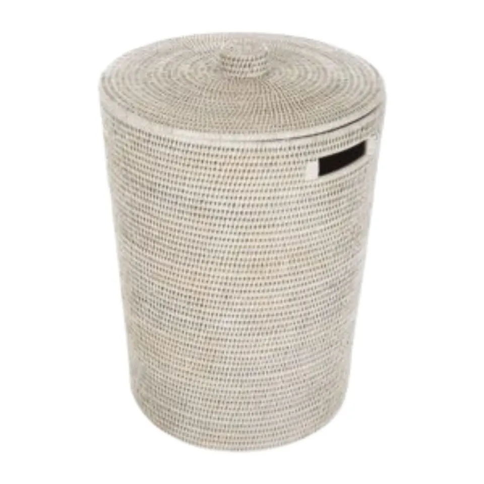 Round Rattan Laundry Hamper With Lid Custom