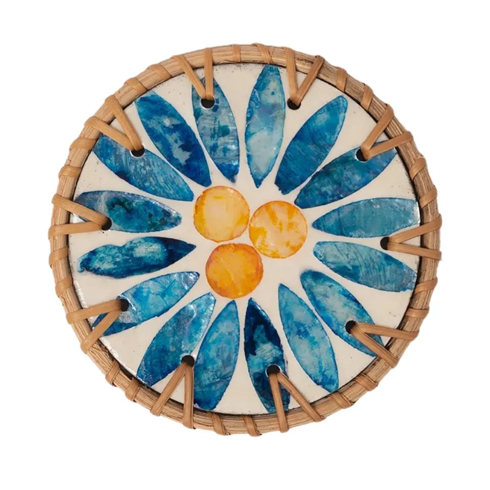 Round Rattan Mother Of Pearl Coasters Manufacturer