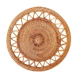 Patterned Round Rattan Placemats Handicraft
