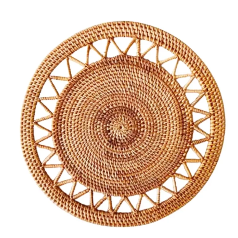 Patterned Round Rattan Placemats Handicraft
