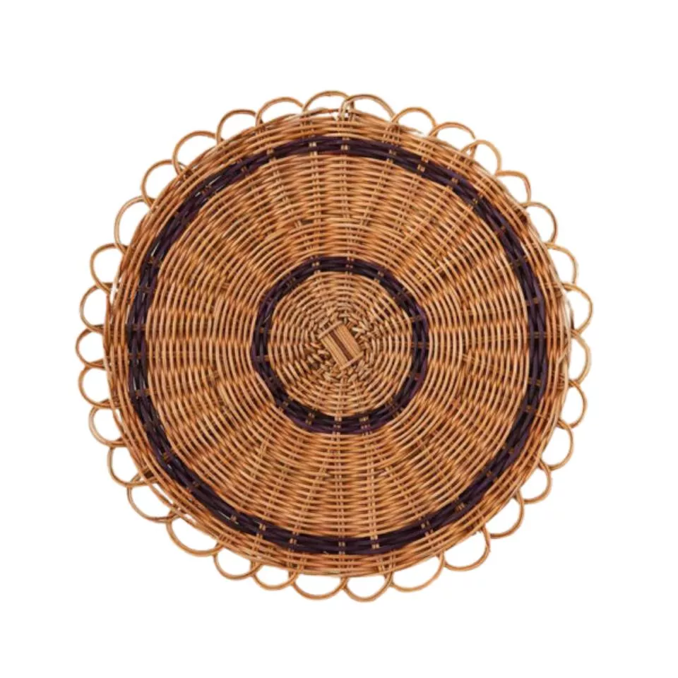 Patterned Round Rattan Placemats OEM