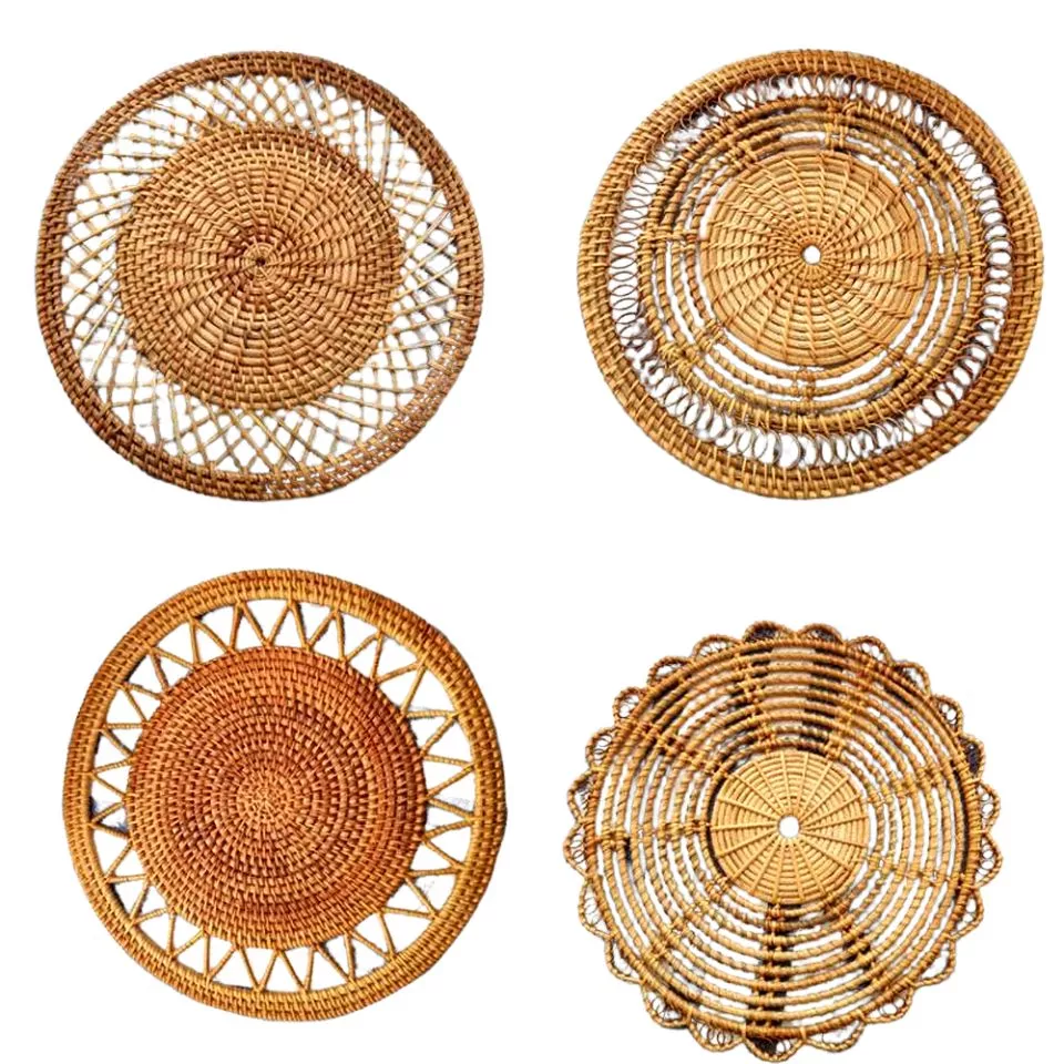 Patterned Round Rattan Placemats Hight Quality