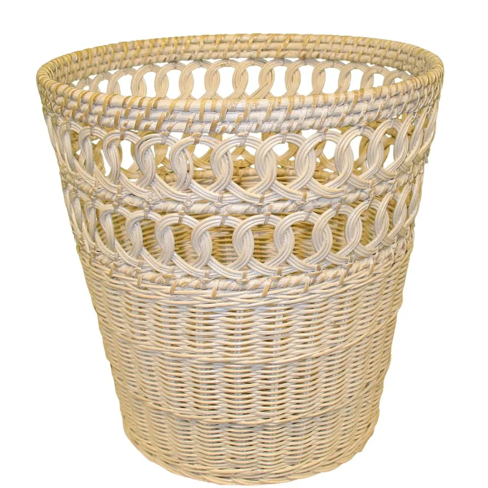 Round Rattan Trash Basket Handicraft