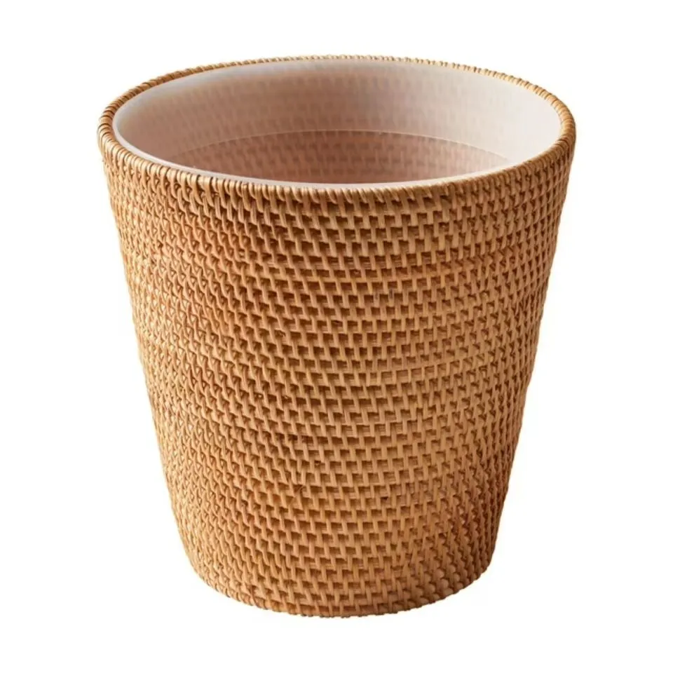 Round Rattan Trash Basket OEM