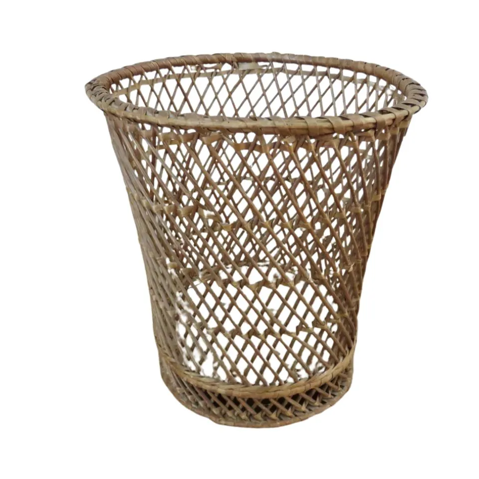 Round Rattan Trash Basket Custom